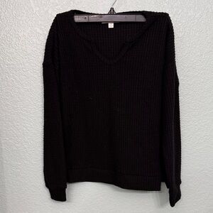 Kids Black V-Neck Knit Sweater